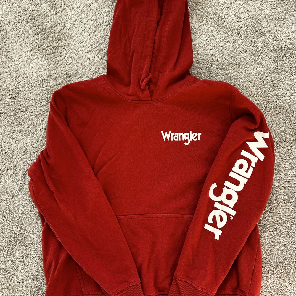 RUST XL WOMEN'S WRANGLER RETRO® LOGO ARM PULLOVER HOODIE